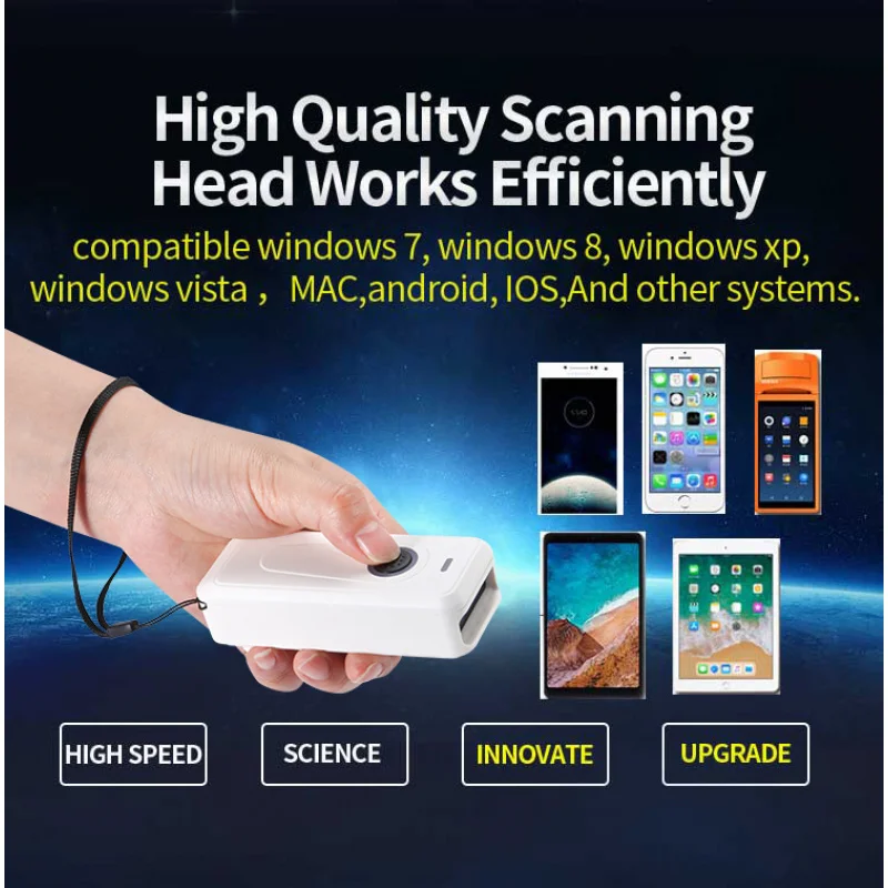 ماسح الباركود الصغير QR المحمول 1D 2D - 3 في 1 لاسلكي / بلوتوث / USB للمخزون #4