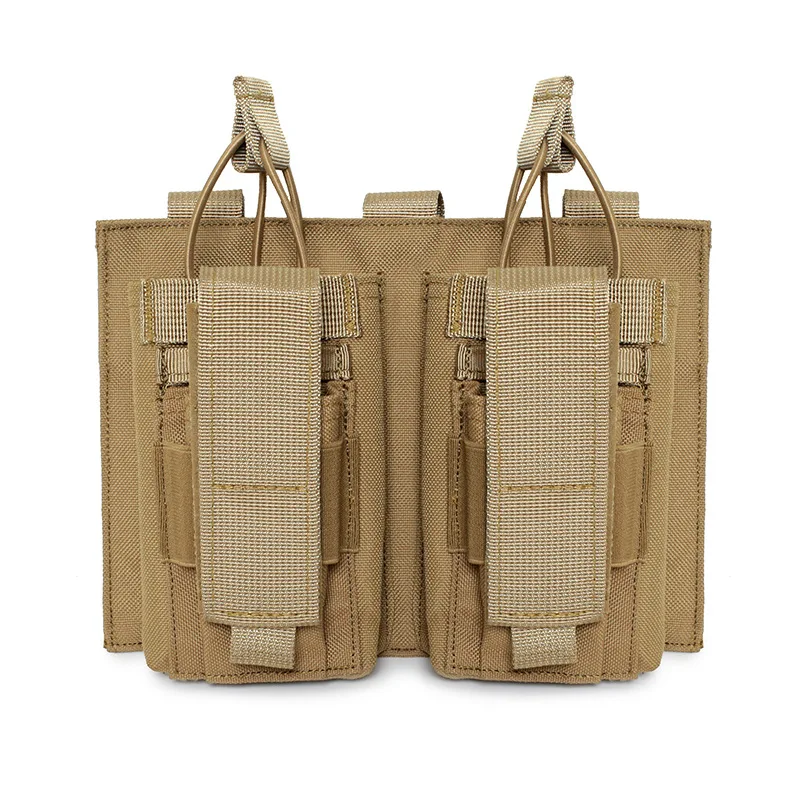 Dual Double-Layer Tactical Magazine Pouch with Insert Quick Release Belt Vest Mount MOLLE Compatible (M6)‌