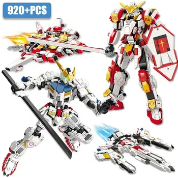 2 In 1 전쟁 메카 빌딩 블록 변형 기계 갑옷 피규어 모델 벽돌 장난감 크리 에이 티브 데코 어린이 장난감 생일 선물