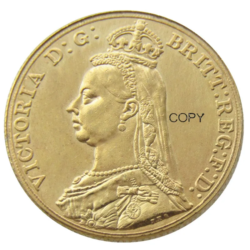 UK 1887 Queen Victoria Great Britain 1 Sovereign Gold Plated Copy Coin