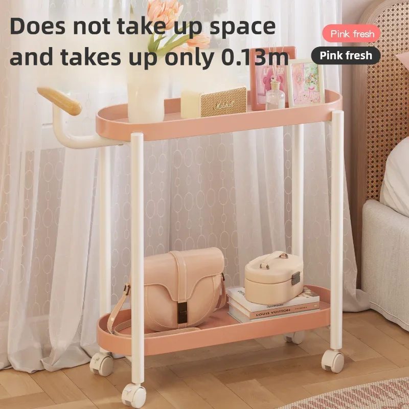 

Portable Iron Art Nightstand Multi-Functional Narrow Side Side Table Organizer Wheelbarrow Living Room Plant Stand Storage Shelf