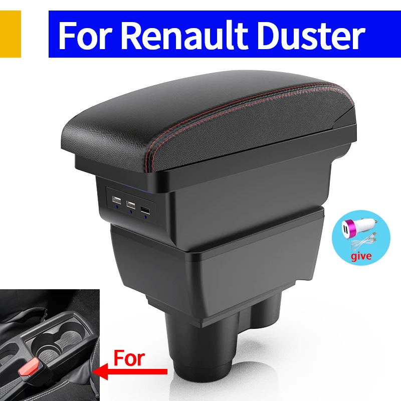 Armrest For Renault Duster Car Console Storage Box With USB Interior Design Car Accessories