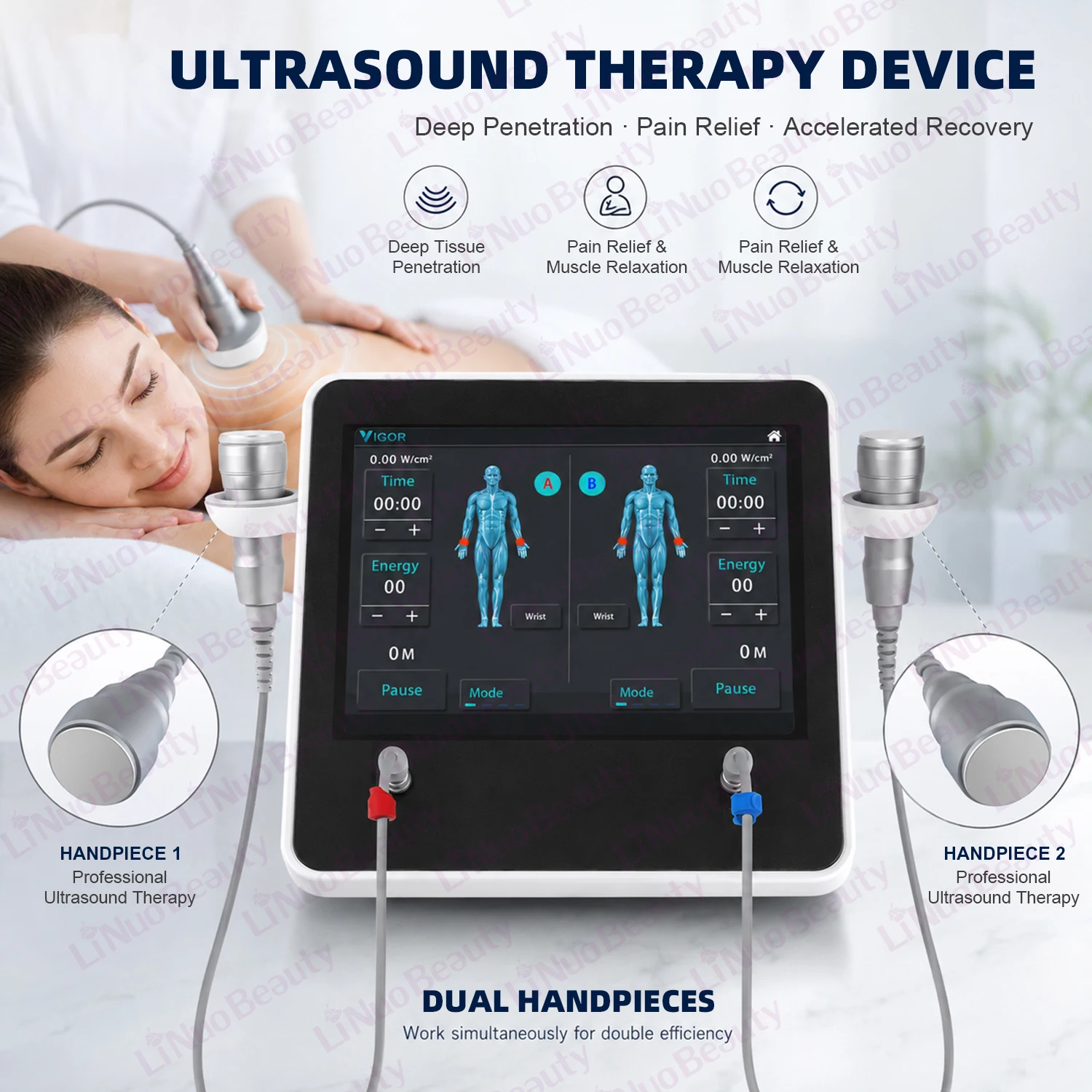 Dual‑Channel Ultrasound Physical Therapy Machine Muscle Joint Pain Relief Sports Injury Recovery Massager Device