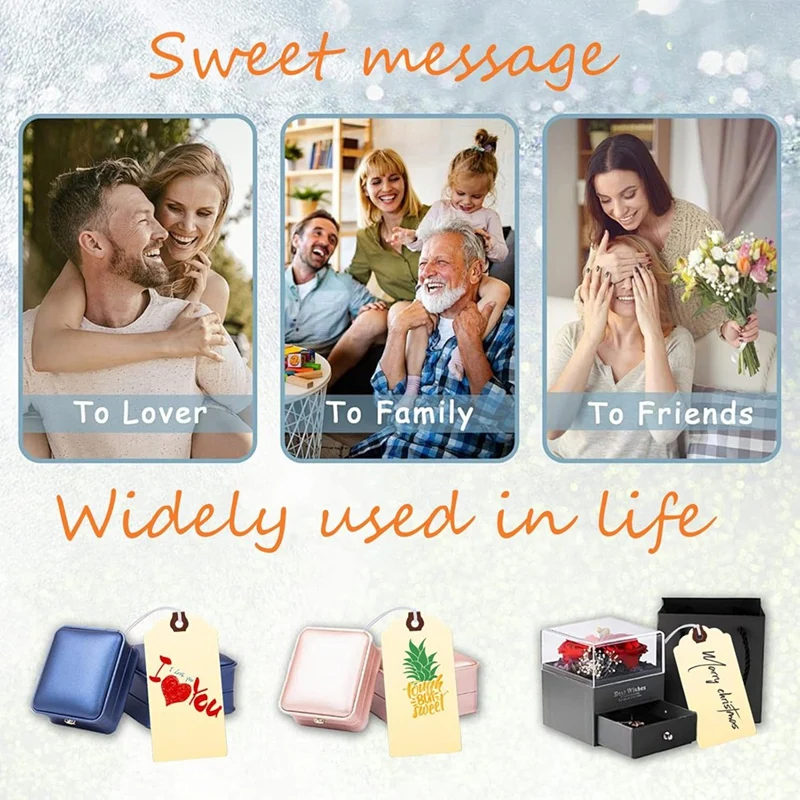 علامات تعليق مع خيوط ، ملصقات شحن ، ثقب مقوى ، خيط مرن ، قابل للكتابة ، مثالي لجميع المناسبات ، من من من من من من شنق