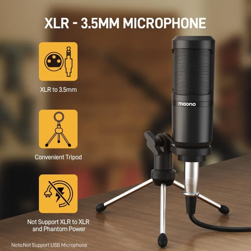 Podcast Equipment Bundle Audio mixer All-in-One Podcast Production Studio with 3.5mm Microphone for Live Streaming, Podcas