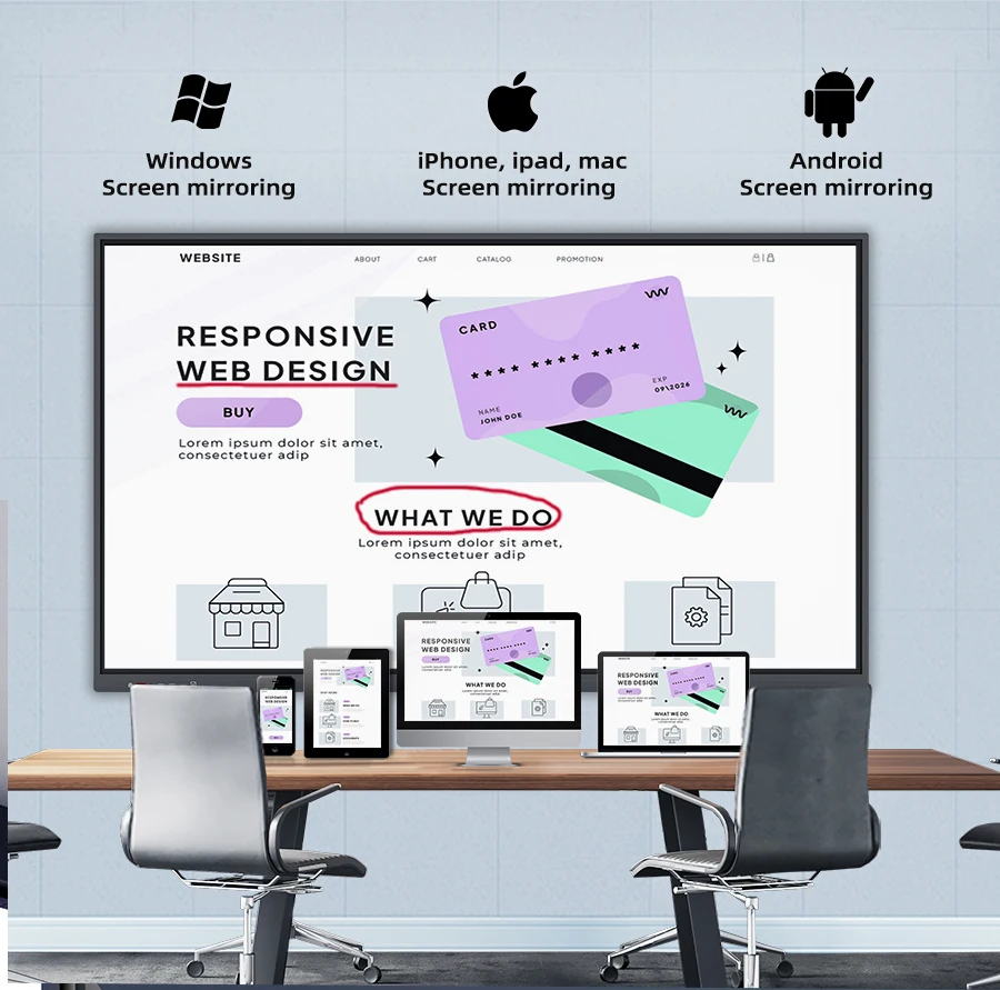 65/75/86/100 Inch Android 4K LED Multi-Touch Interactive Panels For Spaces Enhance Communication Interactive Boards