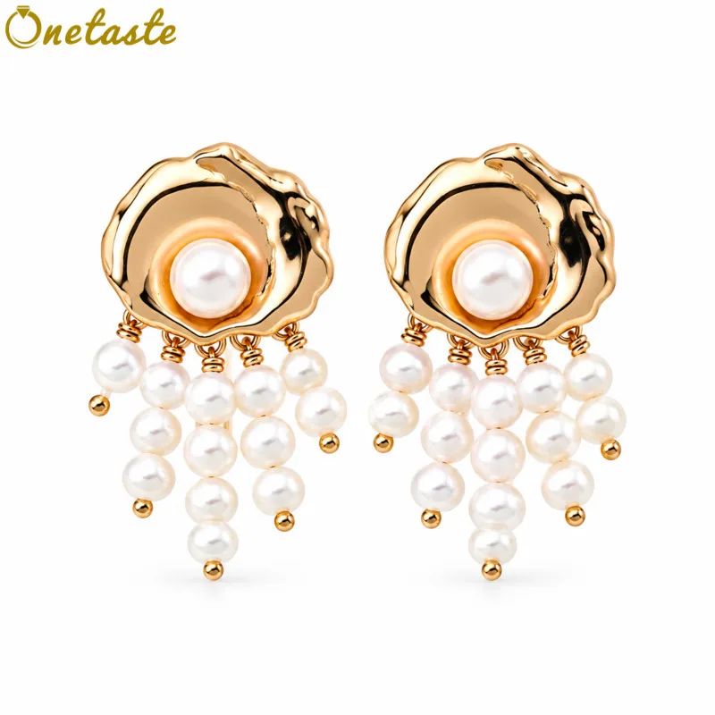 925 Sterling Silver Gold Plated Pearl Beads Strand Tassels Charm Drop Dangle Earrings For Women Dainty Trendy Earring Party Gift