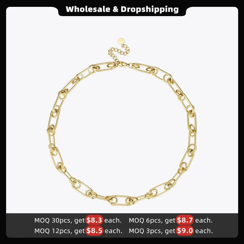 ENFASHION Wide Link Pin Necklace 2020 Gold Color Stainless Steel Necklaces For Women Fashion Jewelry Friends Gift Collar P203180