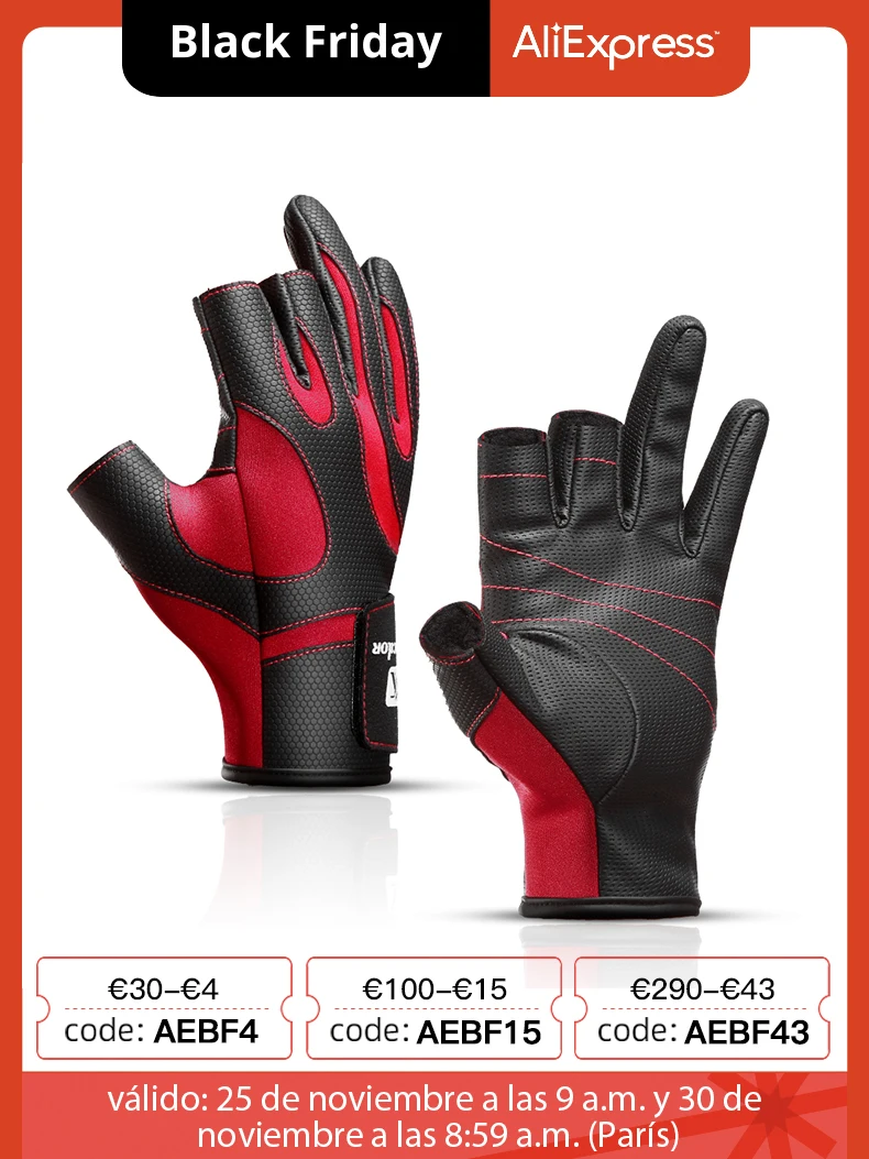 AliExpress UK Fezrgea Fishing Fingerless 3 Fingers Cut Glove Leather Fishing Gloves Survival Camping Hiking Rescue Tool Cycling Gloves