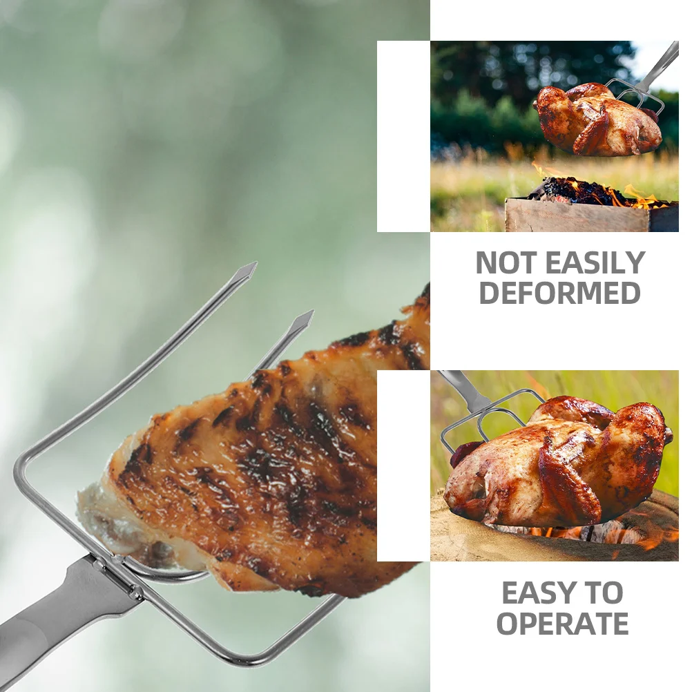 

2Pcs Stainless Steel Turkey Roast Forks Comfortable Grip Bbq Poultry Lifters Meat Forks for Outdoor Grilling Turkey Roast Fork