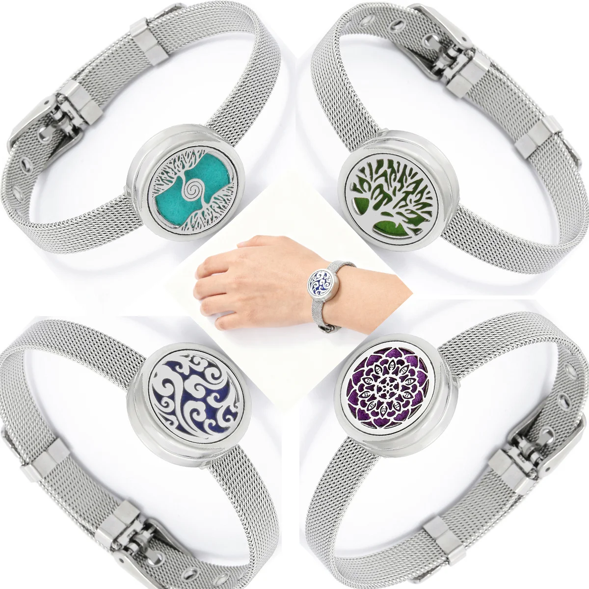 1 PC Tree of Life Aromatherapy Bracelet Adjustable fragrance bracelet with 10 replacement pads included