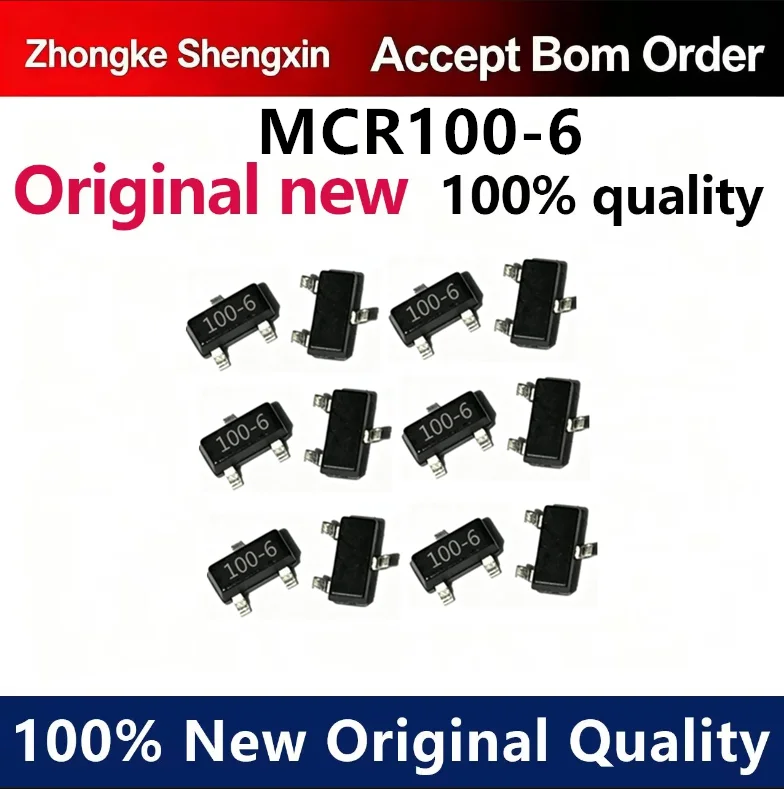 （5pcs-10pcs）New MCR100-6 silk screen 100-6 SOT-23 unidirectional patch thyristor