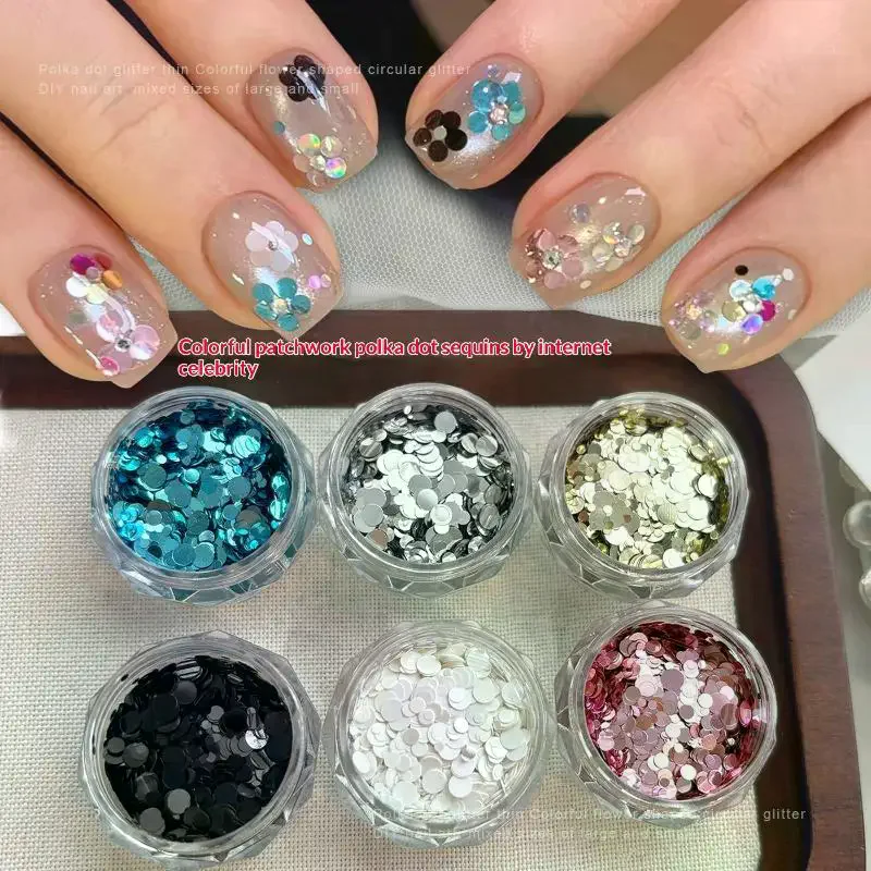 1 Box Round Dot Nail Sequins 1-3mm Round Nail Glitter Flakes Shiny Nail Art Decoration Supplies For DIY Manicure Salon