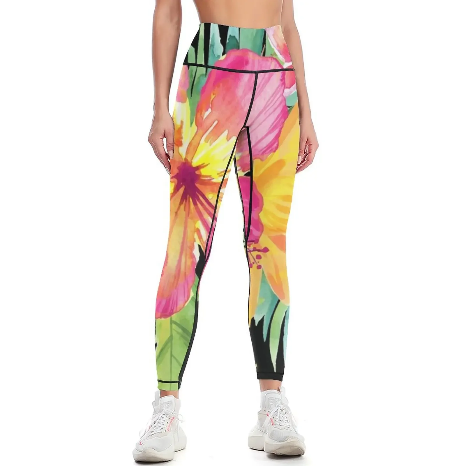 

Tropical Colorful Flowers Leggings Sports pants for fitness set gym Women's sports pants jogging pants Womens Leggings