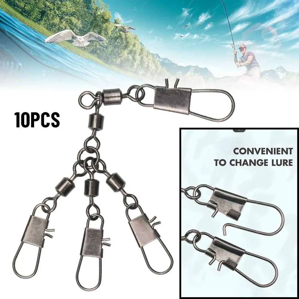 10pcs Rolling Swivel with Hanging Snap Fishing Tackle Fishhooks Connector Fishing Snap Connector with Pin Fishing Tools Tackles