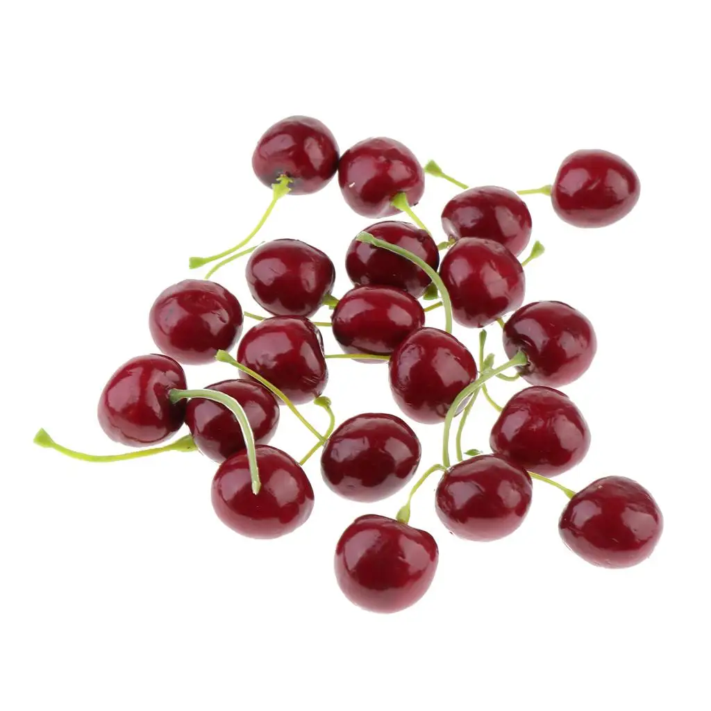 Realistic Simulation Fruit Cherry Artificial Cherry Model PU Material for Anniversary Event Decor