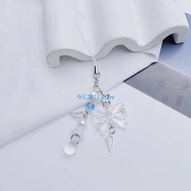 

G5GC Phone Charm Keychain Crystal Flower Phone Lanyard Convenient Keyholder Phone Strap Keyring