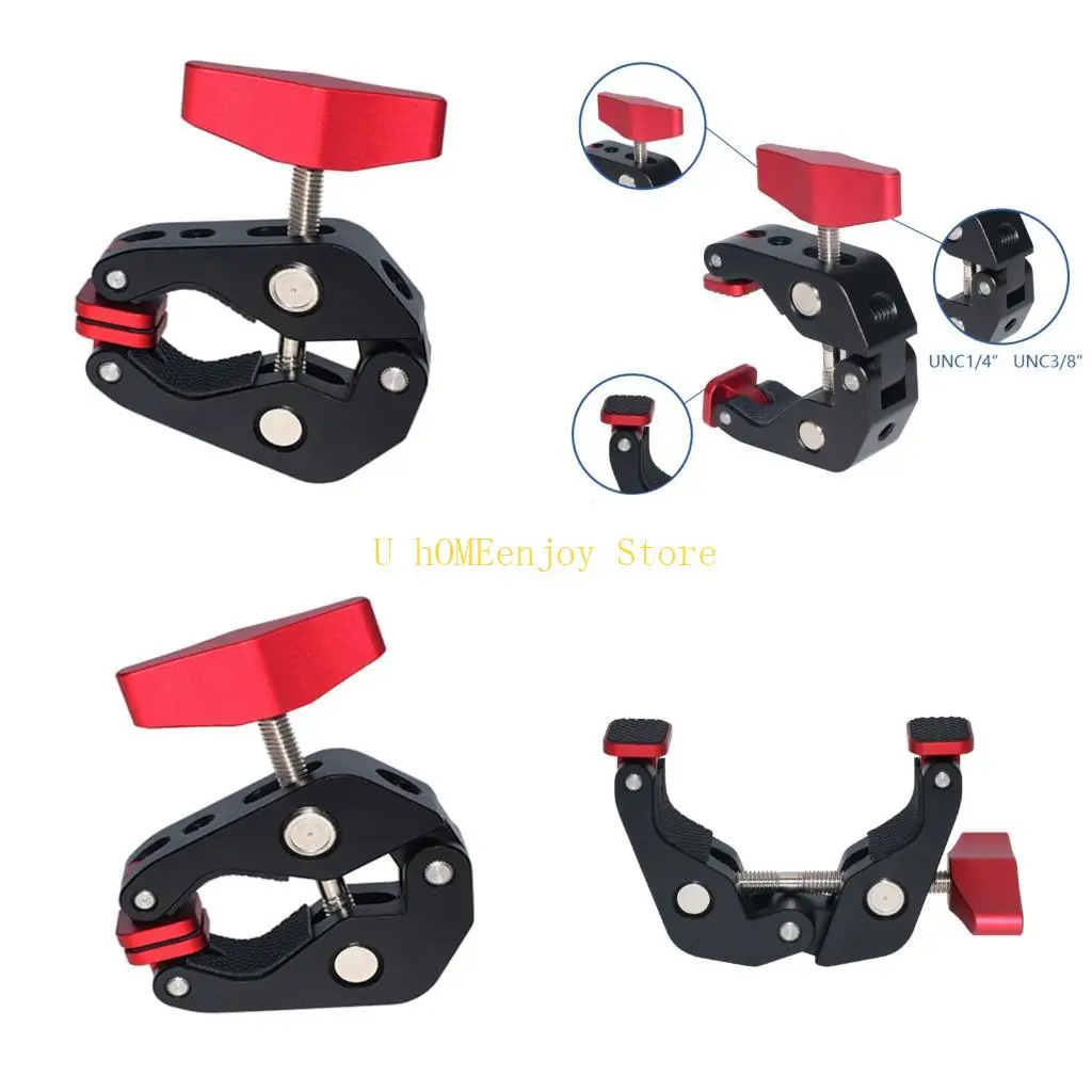 B0KF Universal 1/4 3/8 Aluminum Magical Arm Camera Clamp Featuring AntiSlip Base For Camera Tripod Mounting Accessories