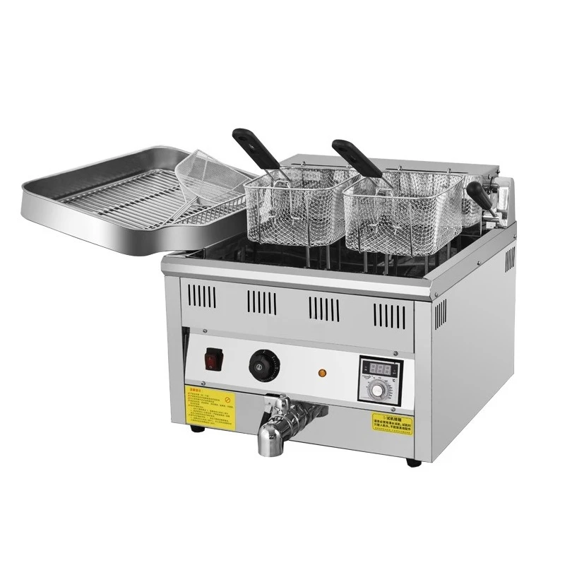 

Commercial electric fryer, large-capacity fryer for skewers of chicken chops, desktop single and double cylinder fryer