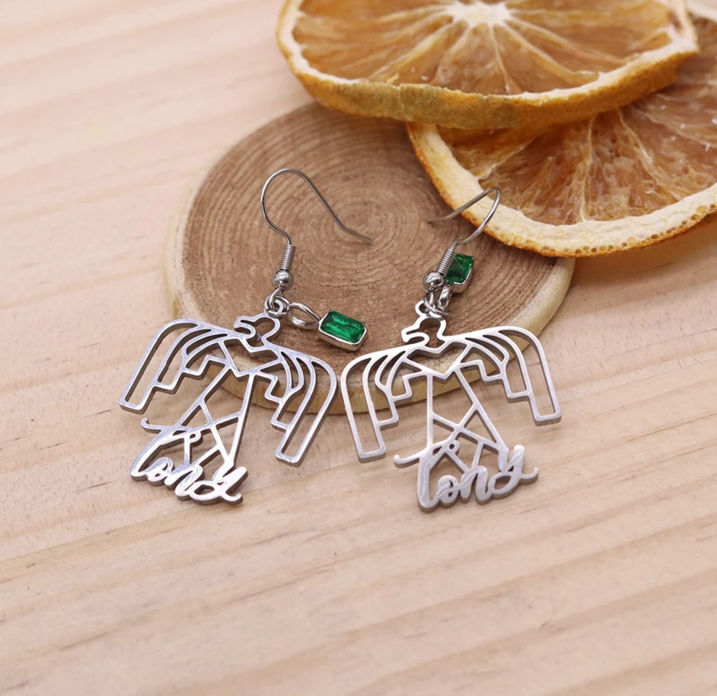 Stainless Steel Punk Style Line Art Eagle Personalized Custom Name Earrings Jewelry For Women Girls Custom Drop Earring Fashion