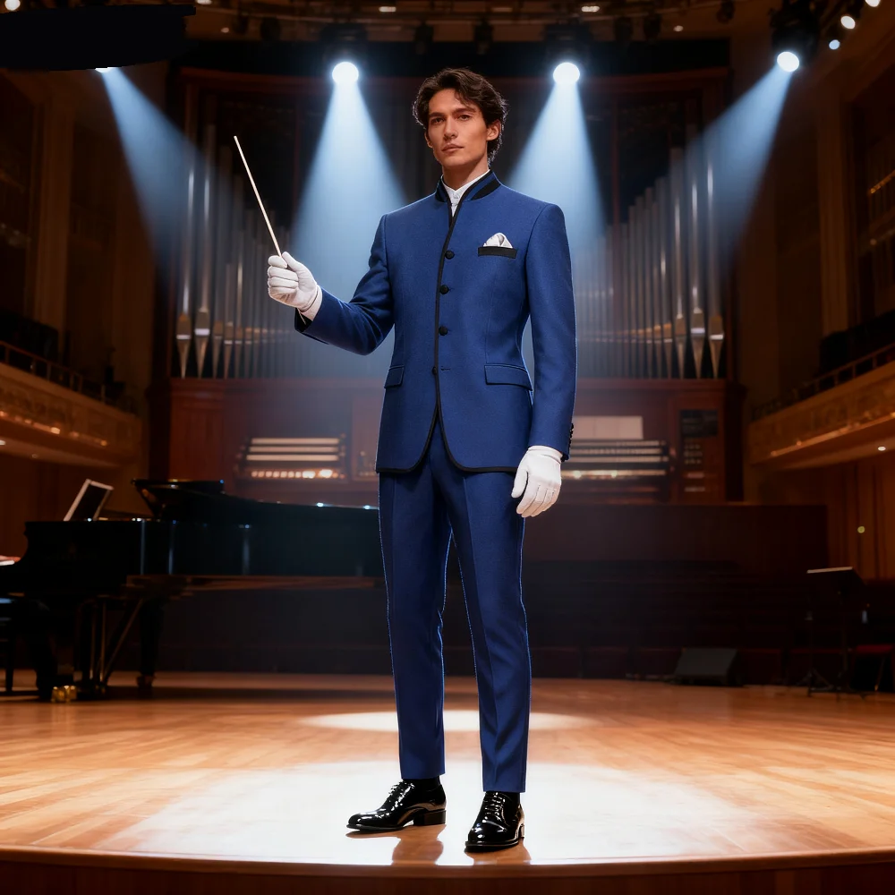 

Luxurious Men's Naval Suits High-Quality Business Formal Occasion Unique Single Breasted Special Customizable 2-Piece Tuxedo