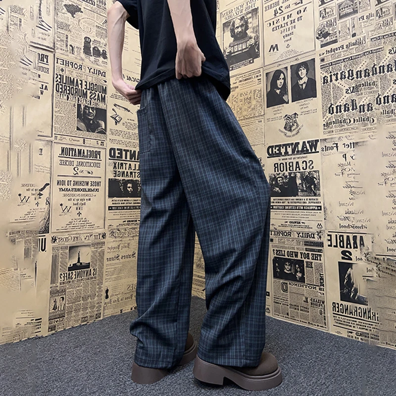Luzhen xadrez cordão em linha reta elástico impresso cintura casual design calças masculinas 2025 novo bonito elegante moda calças jy4003
