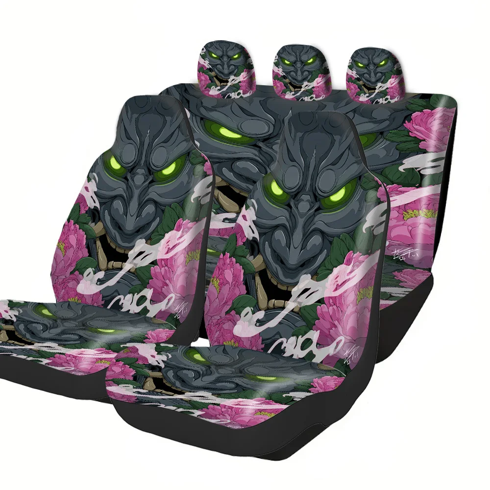 

2-5 Seat Set Car Seat Covers, Black War Horse Print,, Easy Install & Washable, Fit, Non-Slip, Absorbent, Washable - For Truck,