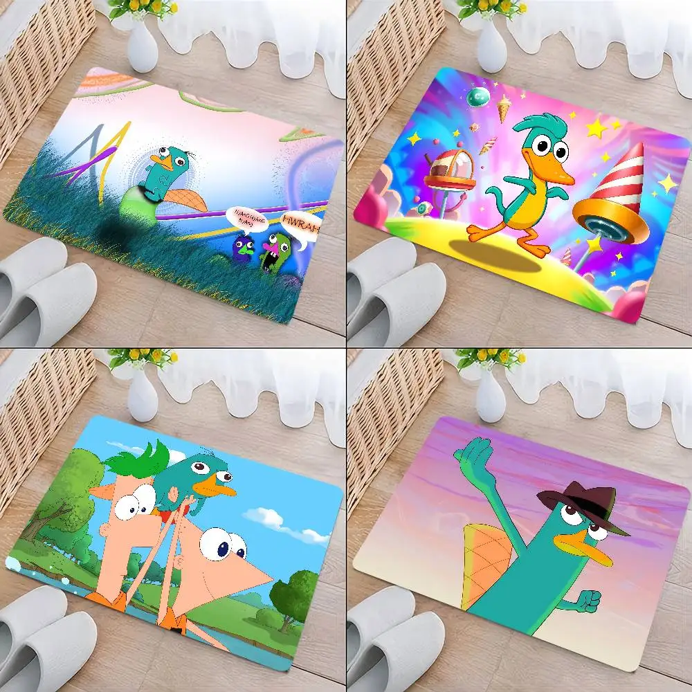 

P-Perry The P-Platypus Floor Mat Bathroom Mat Kids Room Bedroom Decoration Balcony Anti-Slip Doormat Living Room Welcome Rug