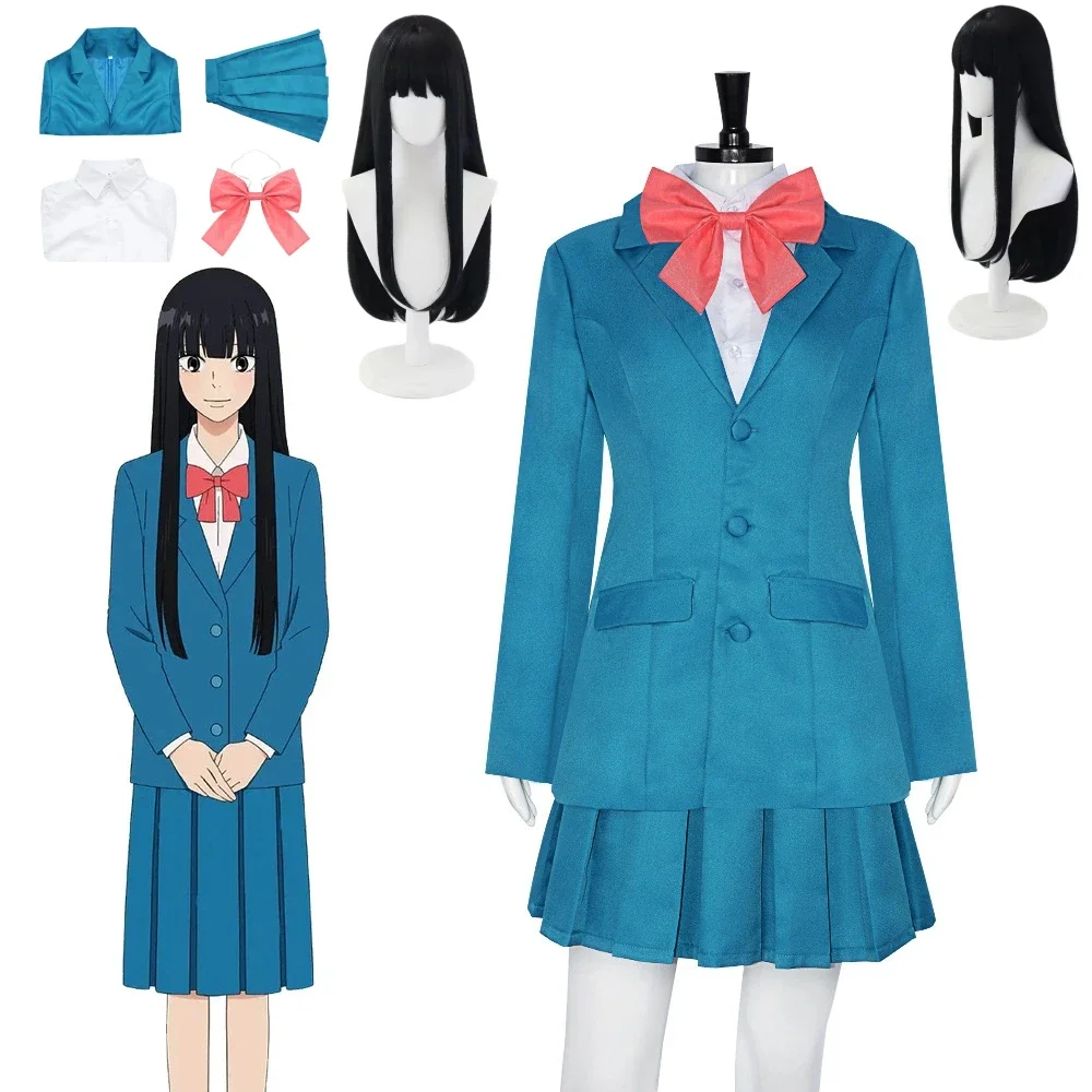 

Anime Kimi Ni Todoke Kuronuma Soko Cosplay Costume: Inch Shirt, JK Dress, Black Wig Anime Style School Uniform Halloween Costume