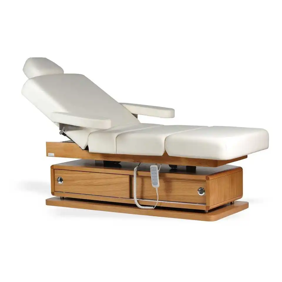 Professional 3-Motor Electric Spa Facial Massage Bed With PU Leather Upholstery And Adjustable Backrest For Beauty Salons
