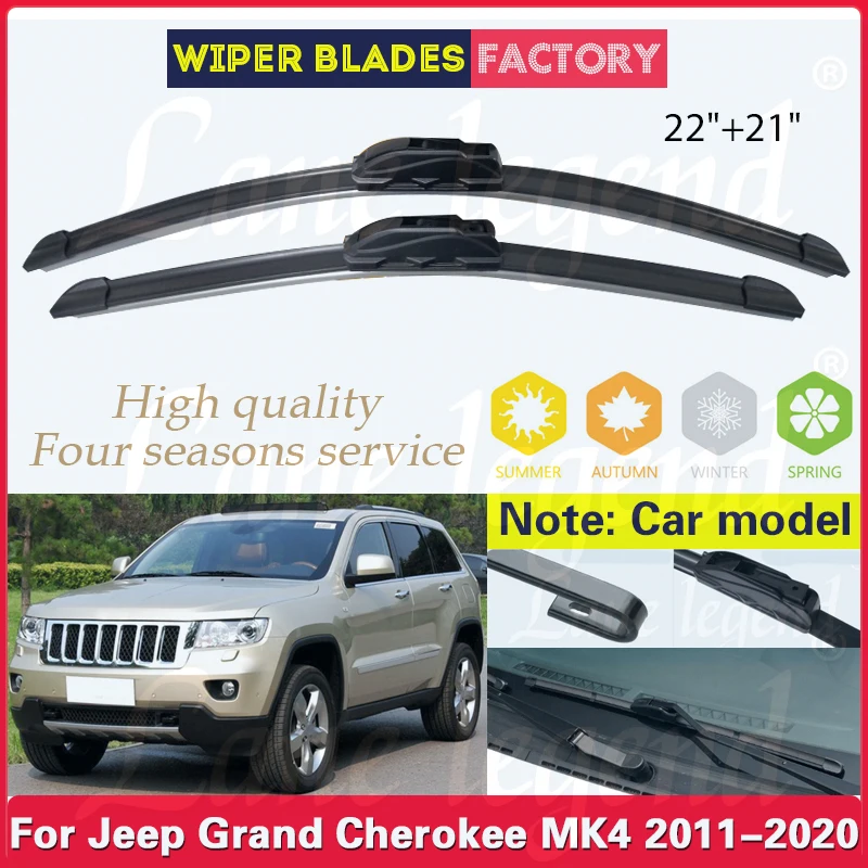 

Car Wiper Front Wiper Blades For Jeep Grand Cherokee MK4 2011 - 2020 Fit U Hook Arm Windshield Windscreen Front Window 22"+21"