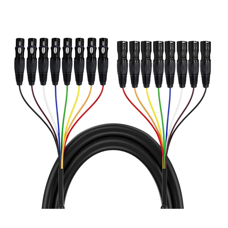 

News Multimedia Audio Cable 8 Channel 2M 3 Pin XLR Cable Male To Female For Microphone Stage Lighting