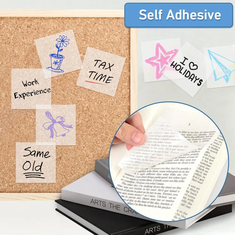 50 Sheets Transparent Sticky Notes, Writeable & Reusable, Perfect for Study Notes, Daily Journaling & Office Use