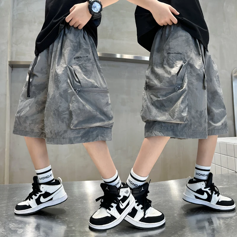 Summer Children Tactical Camouflage Cargo Shorts with Pocket for Teenage Boy Fashion Military Camouflage Jogging Sports Shorts