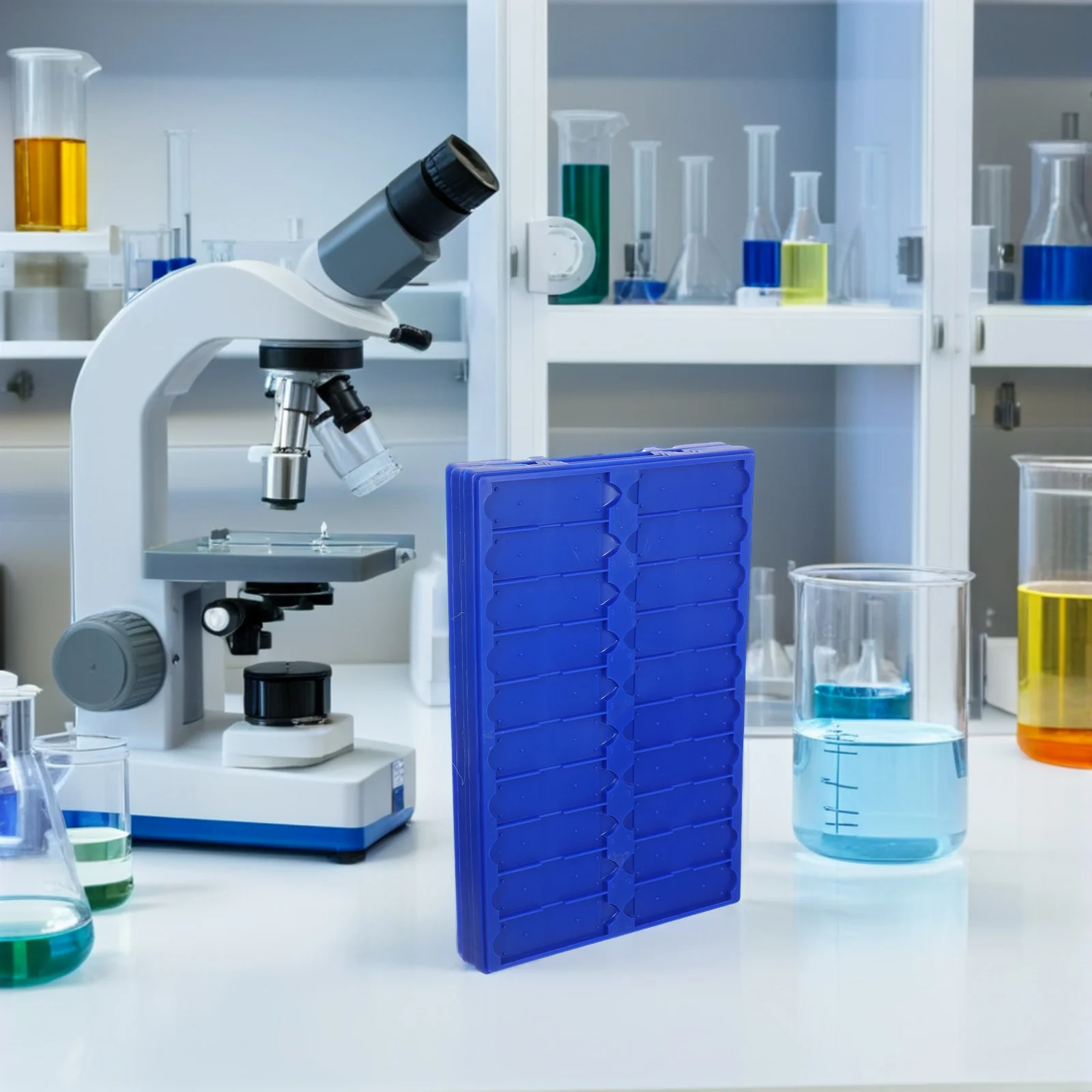 

4 Pcs Microscope Drying Board Laboratory Drip Rack Cover Slips for Slides Thicken Holder Blue Draining
