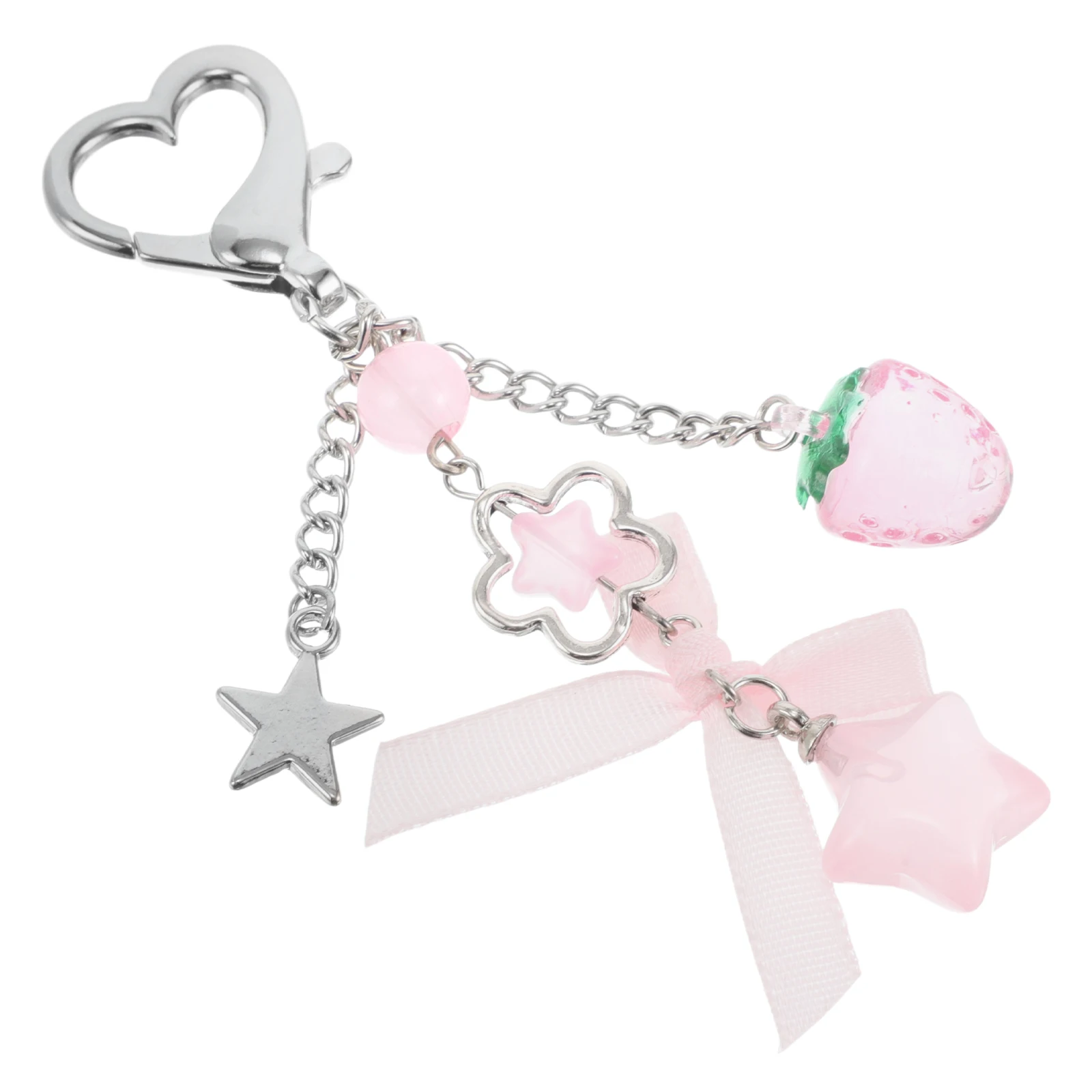 

Strawberry Bow Keychain Cute Pink Backpack Charms Girls Flower Keyring Bag Accessories 01 White K 0200 Durable Portable