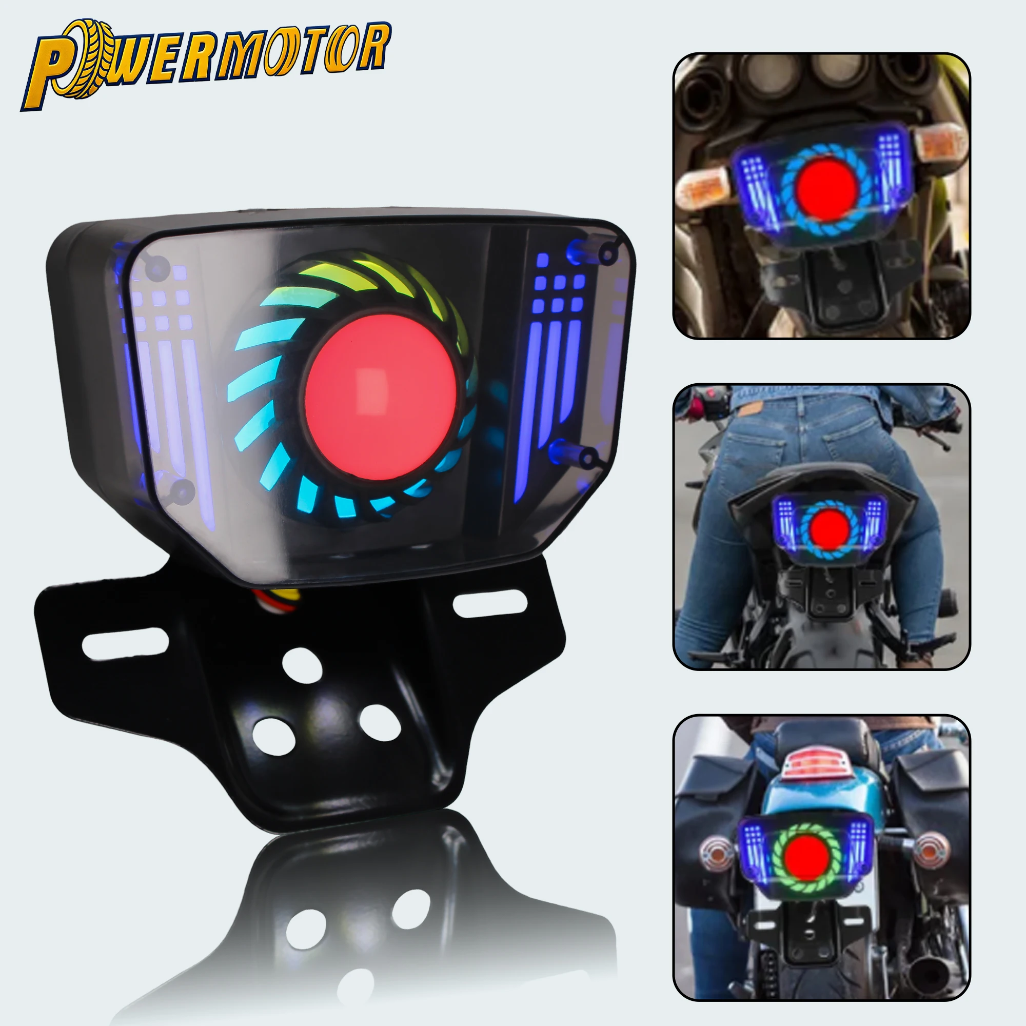 

Motorcycle Taillight RGB Angel Eyes 12V LED Brake Tail Signal Integrated Light Universal Accessories With Bracket Moto Stop Lamp