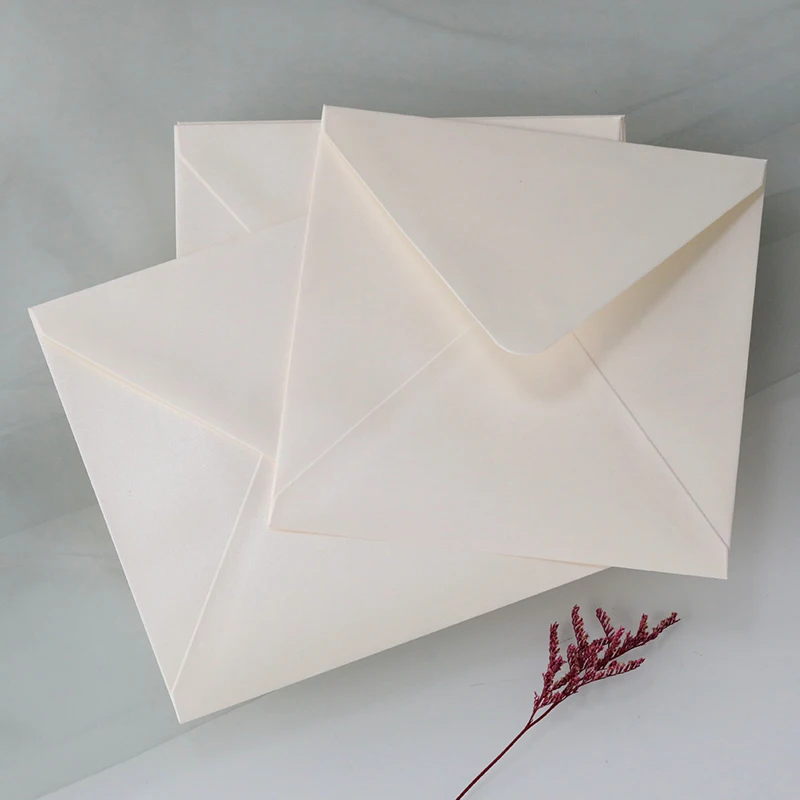50pcs/lots Ivory White Envelope for Wedding 150g Paper High-grade Invitation Small Card Business Stationery Supplies Storage Bag