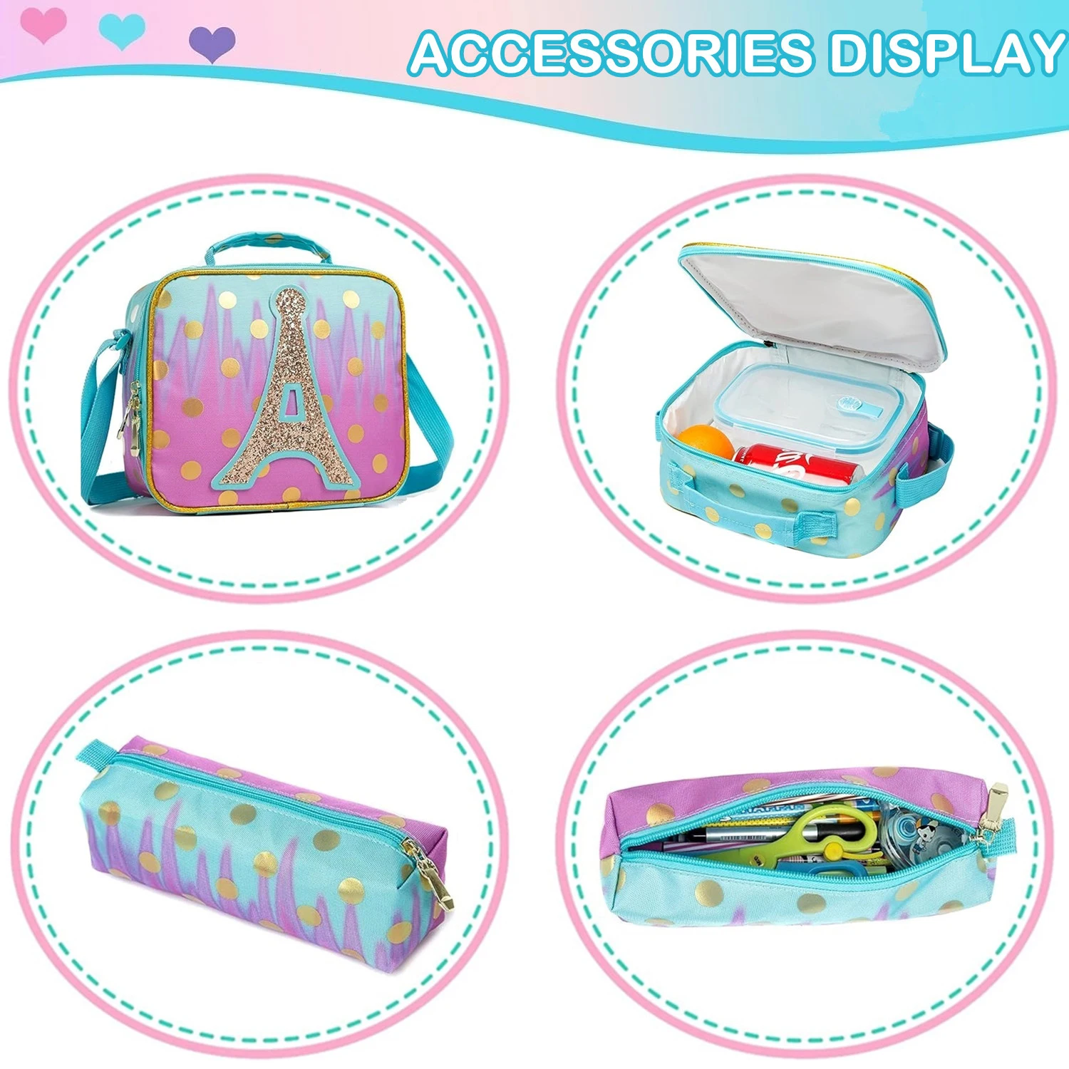 Sequin Tower School Bag for Girls Kids Backpack Set Primary School Backpack with Multiple Pockets Perfect Back to School Gift