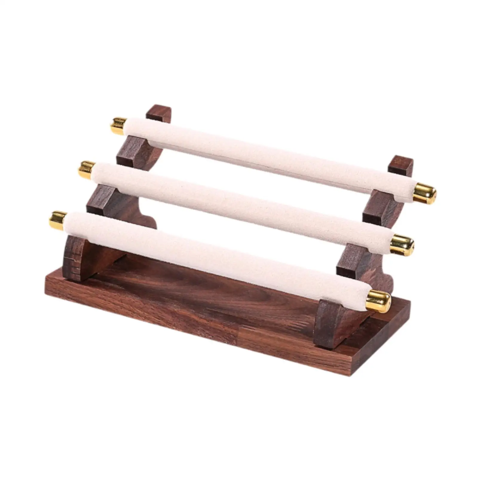 Detachable Rings Holder Vertical Jewelry Showcase Stand Wood Base Suede Organizer for Necklaces Bracelets Watches Storage