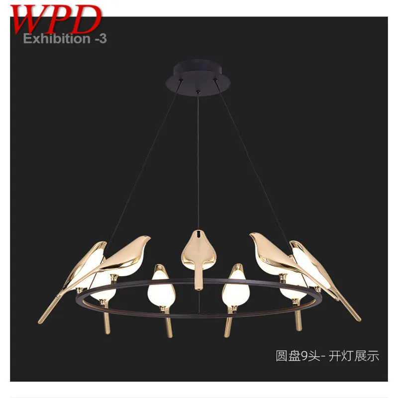 WPD Nordic Pendant Lamp Modern Vintage Round LED Bird Light Creative Design Decoration For Living Dining Room Bedroom