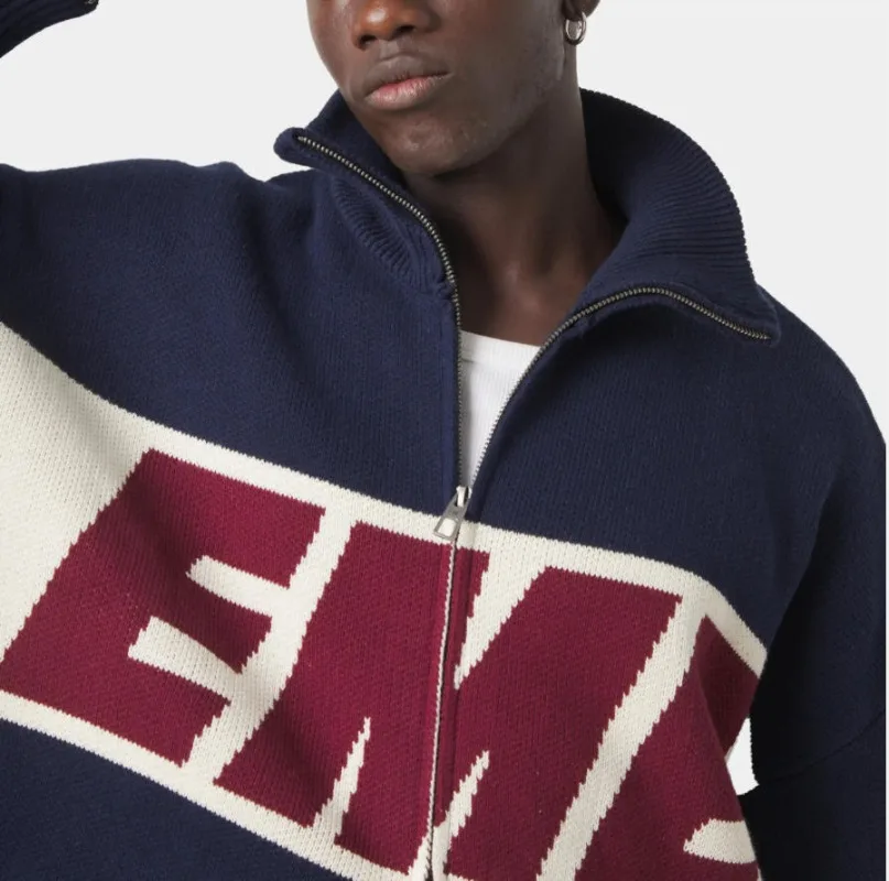 2025年 ハイストリート 原宿系 ストリートウェア アメリカンレトロ 刺繍入りカーディガン レディース カジュアル 暖かい ダブルジッパーセーター メンズ