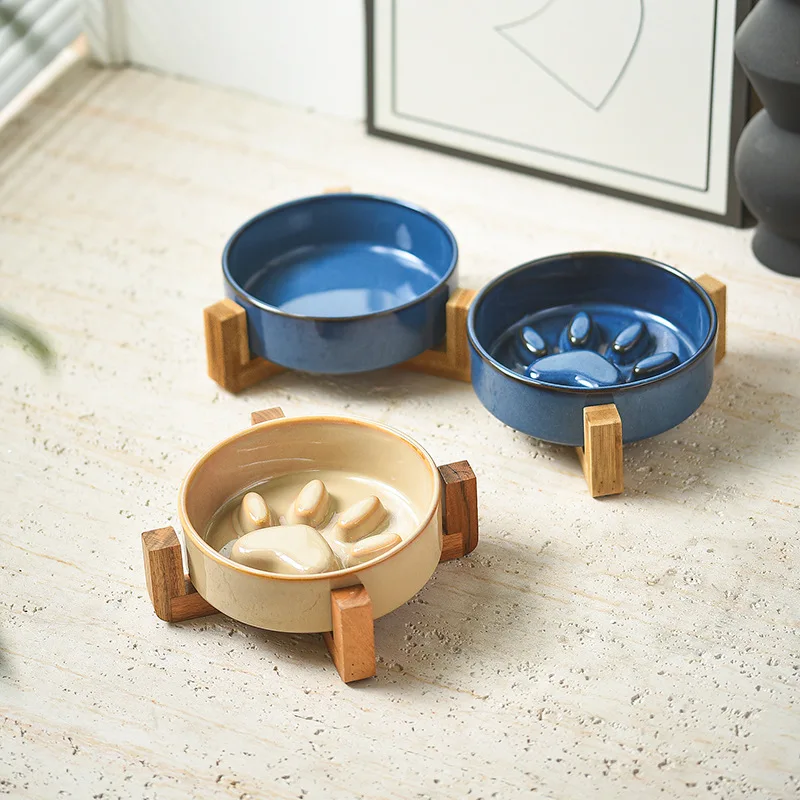 

Japanese-style ceramic pet bowl slow feeder for medium dogs anti-choking dog cat bowl