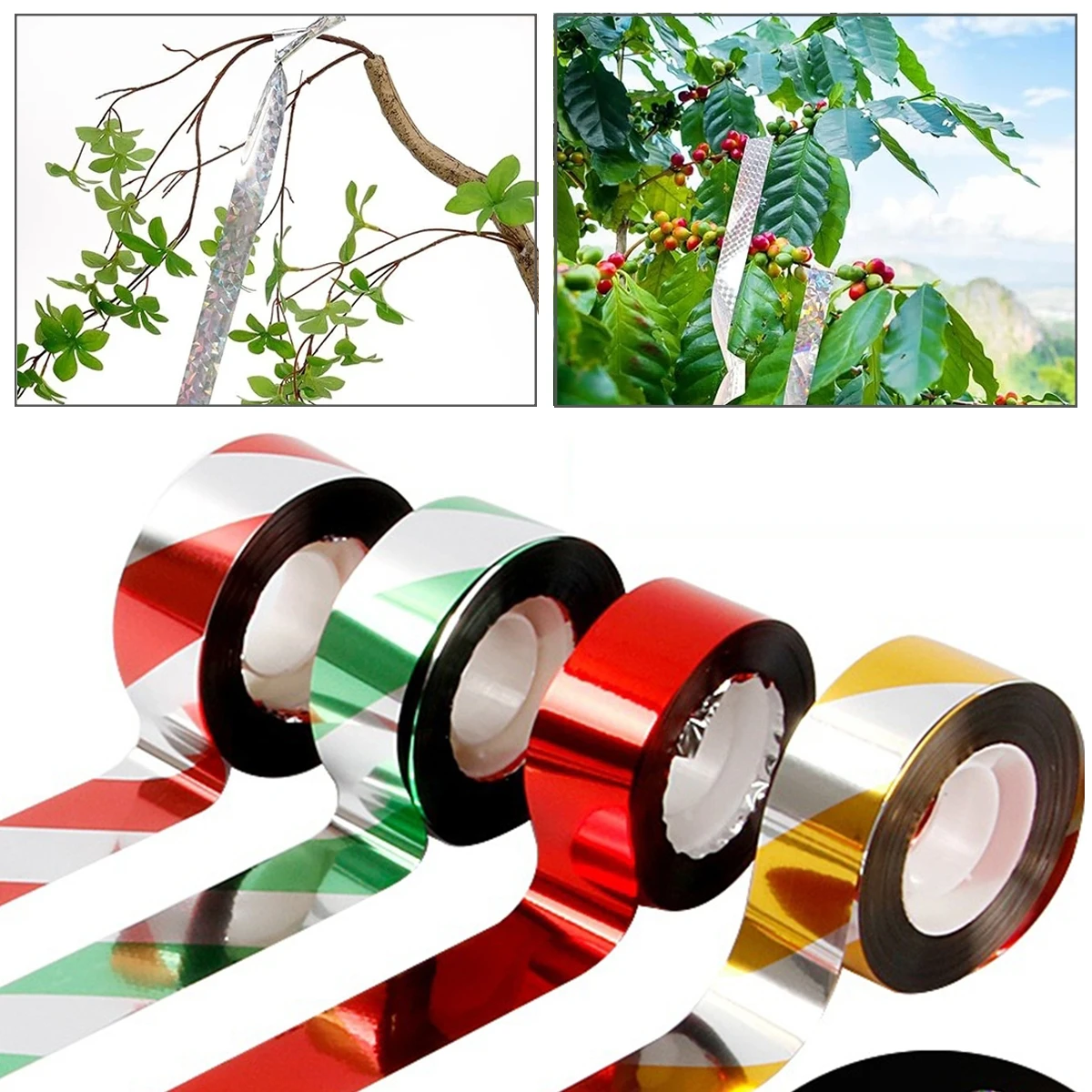 50m 80m Bird Repellent Ribbon Laser Anti Bird Reflective Tape Garden Orchard Bird-proof Double-Sided Film Flash Artifact 1 Roll