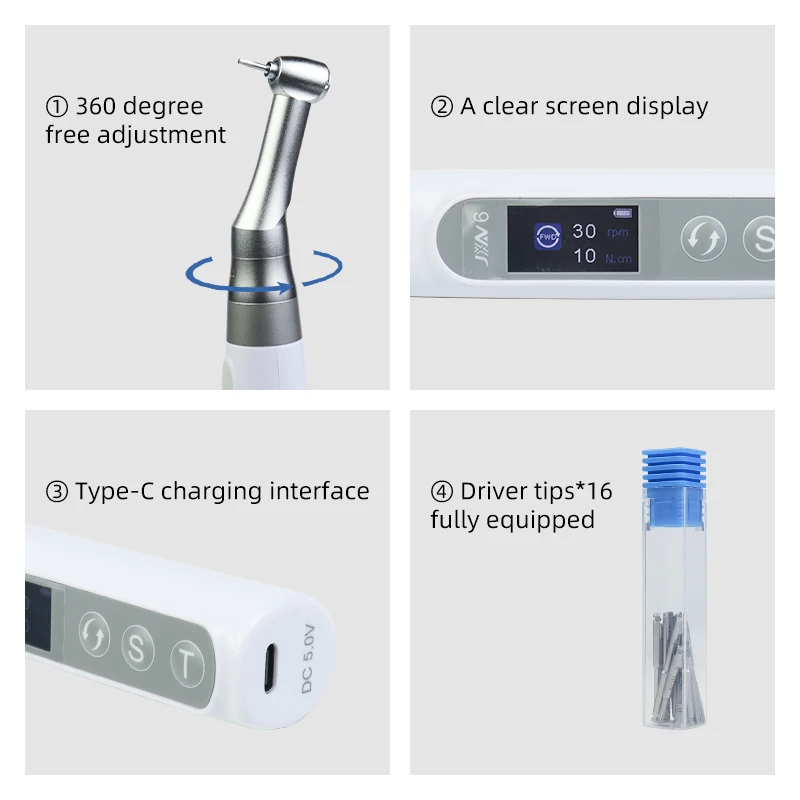 VVdental Wireless Electric Wrench for Dental Implant 16 Types of Screwdrivers Contraangle Motor Torque Wrench Dental Tools