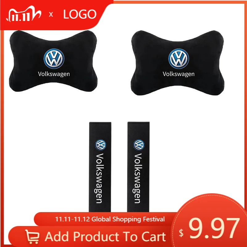 Car Seat Headrest Belt Shoulder Pad Auto Interior Accessories For VW Volkswagen Golf Polo Passat Touran CC B5 B6 B7 Jetta