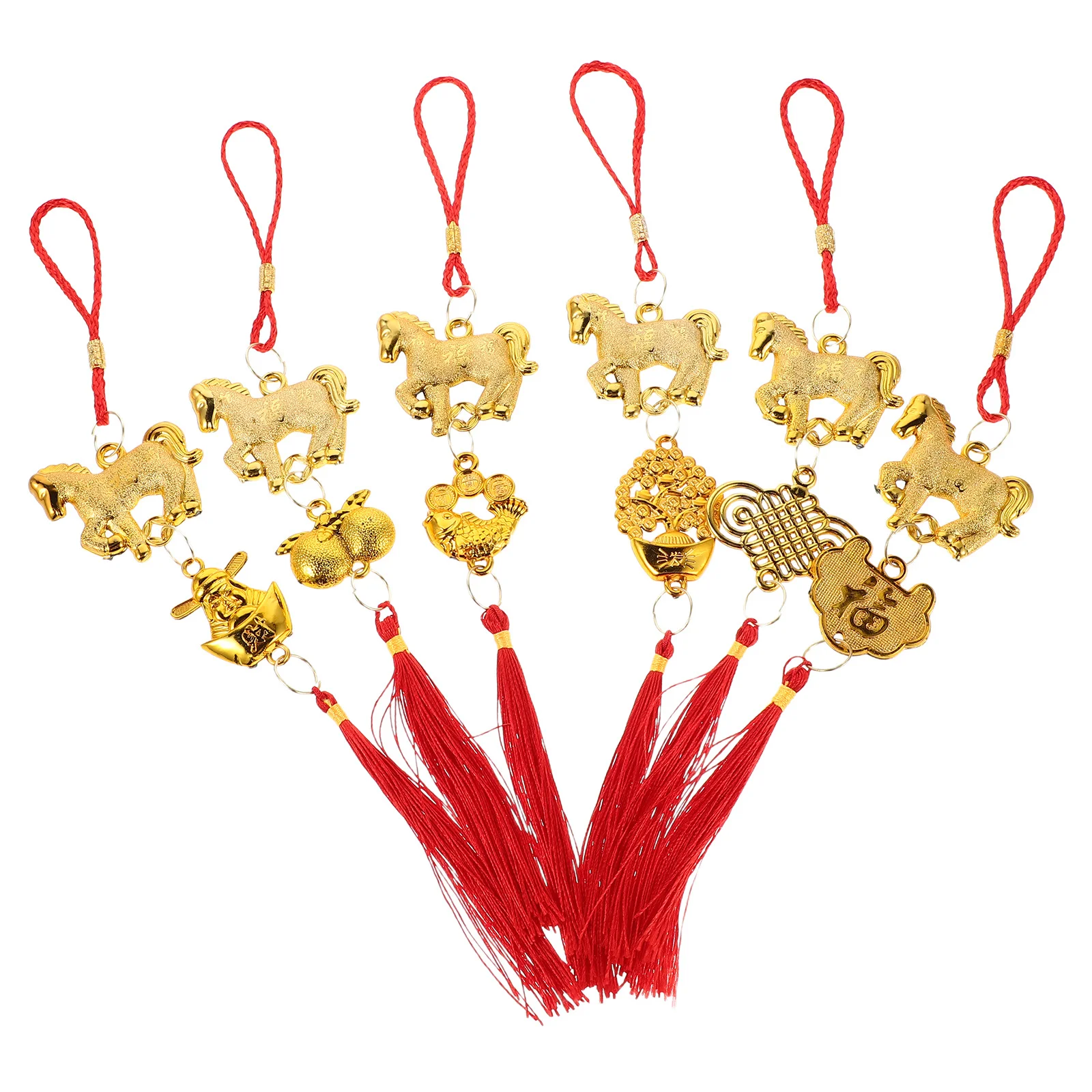12 個の旧正月吊り下げペンダント 2026 馬年幸運のお守りタッセル装飾旧正月壁飾り良い