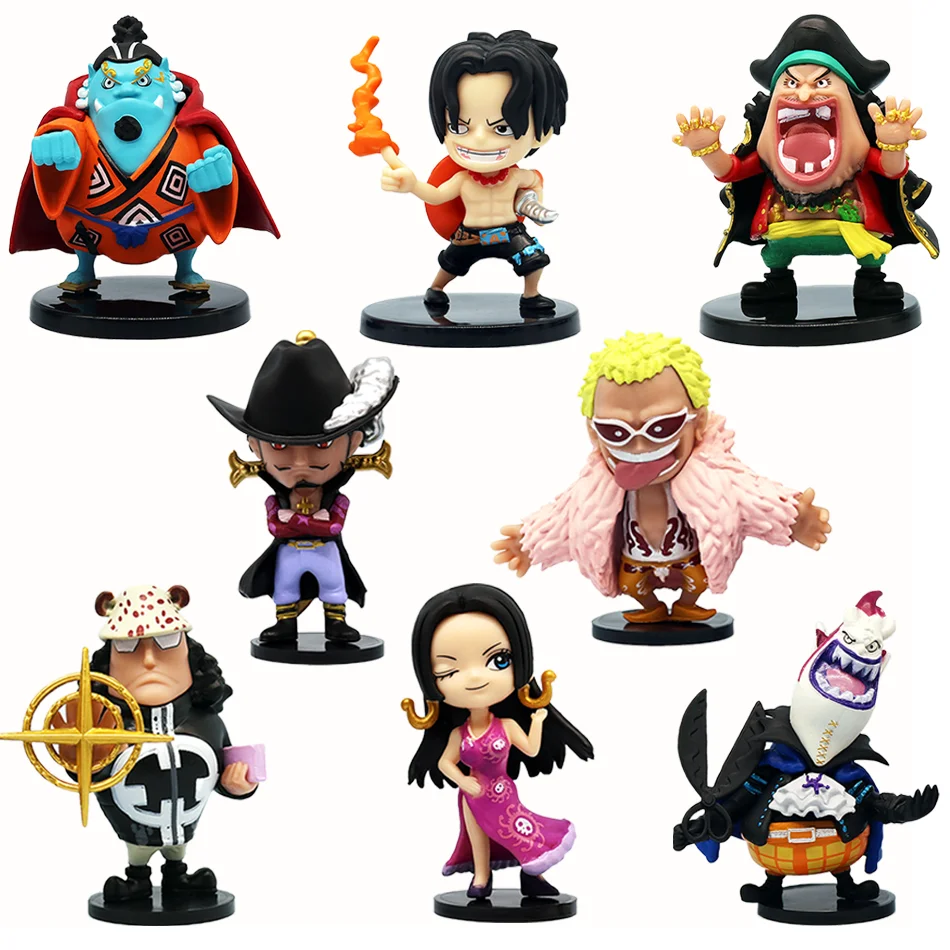 8pcs Anime One Piece Figures Model Dolls Toys Cute Luffy Oka Shichibukai Ace Boa Hancock Jinbe Collection Toys Full Set Hot Sale