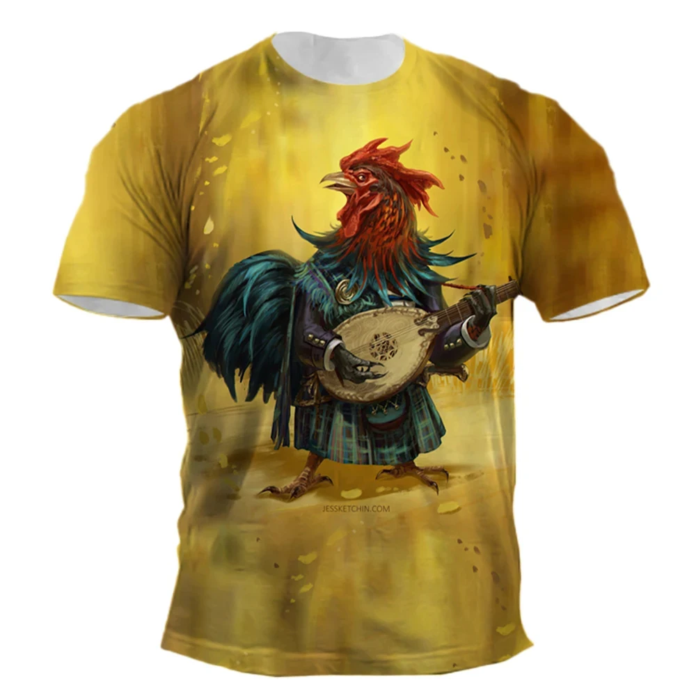 Fashionable Chicken  Pictures For Men\'s T-Shirts Trend Digital Printing Casual Round Neck Short Sleeved Tops