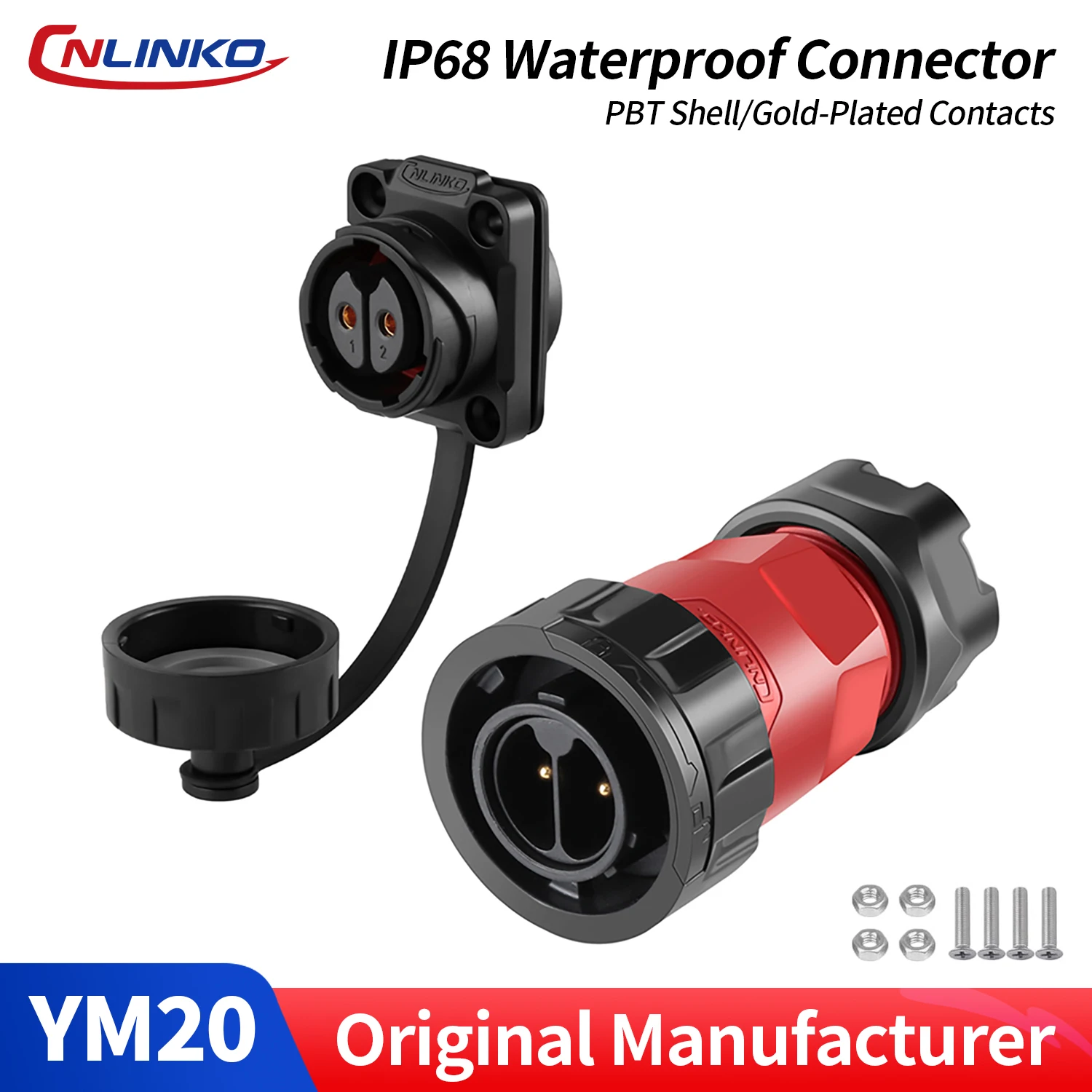 CNLINKO M20 Upgraded Industrial Connector 2 3 4 5 7 9 12 14 Pin IP68 Waterproof YM20 Electrical Panel Mounting Wire Connectors
